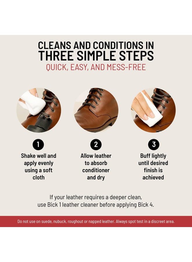 Bickmore بك 4 بلسم الجلد ومنظف الجلد 2 أونصة - لن يغمق الجلد - آمن للملابس الجلدية، الأثاث، السترات، الأحذية، داخل السيارات، الحقائب وجميع ملحقات الجلد الأخرى - Image 4